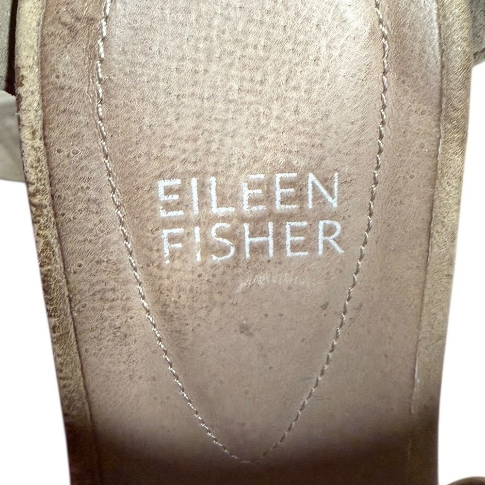 Eileen Fisher Beige Suede Leather Wedge Zipper Ankle Boot Sandals Women Size 7.5 - Picture 5 of 7